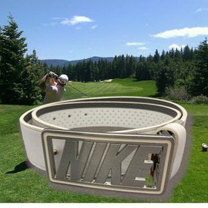 NIKE Golf Large Logo Buckle White Belt 33